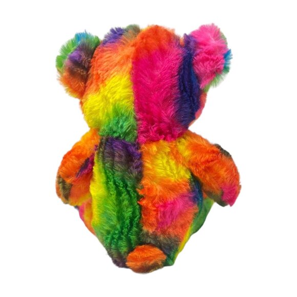 Kellytoy Colorful Rainbow Plush Tie Dye Teddy Bear Pink Bow Stuffed Animal 12 in - Picture 4 of 9